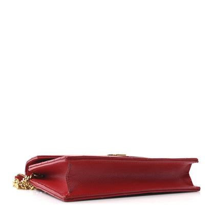 Saint Laurent Grain De Poudre Matelasse Chevron Monogram Envelope Chain Wallet New Red 4 of 10