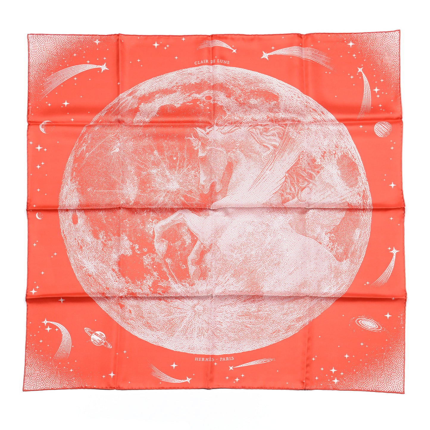 Silk Double Face Clair De Lune Scarf 90 Orange Gris White