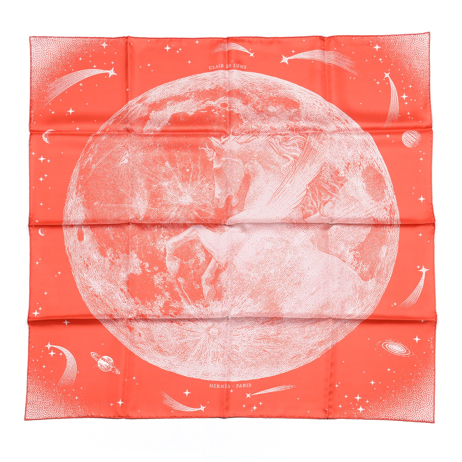 Hermes Silk Double Face Clair De Lune Scarf 90 Orange Gris White 1 of 6