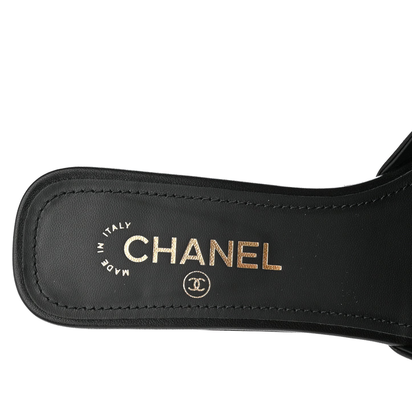 Lambskin Pearl CC Sandals 39 Black