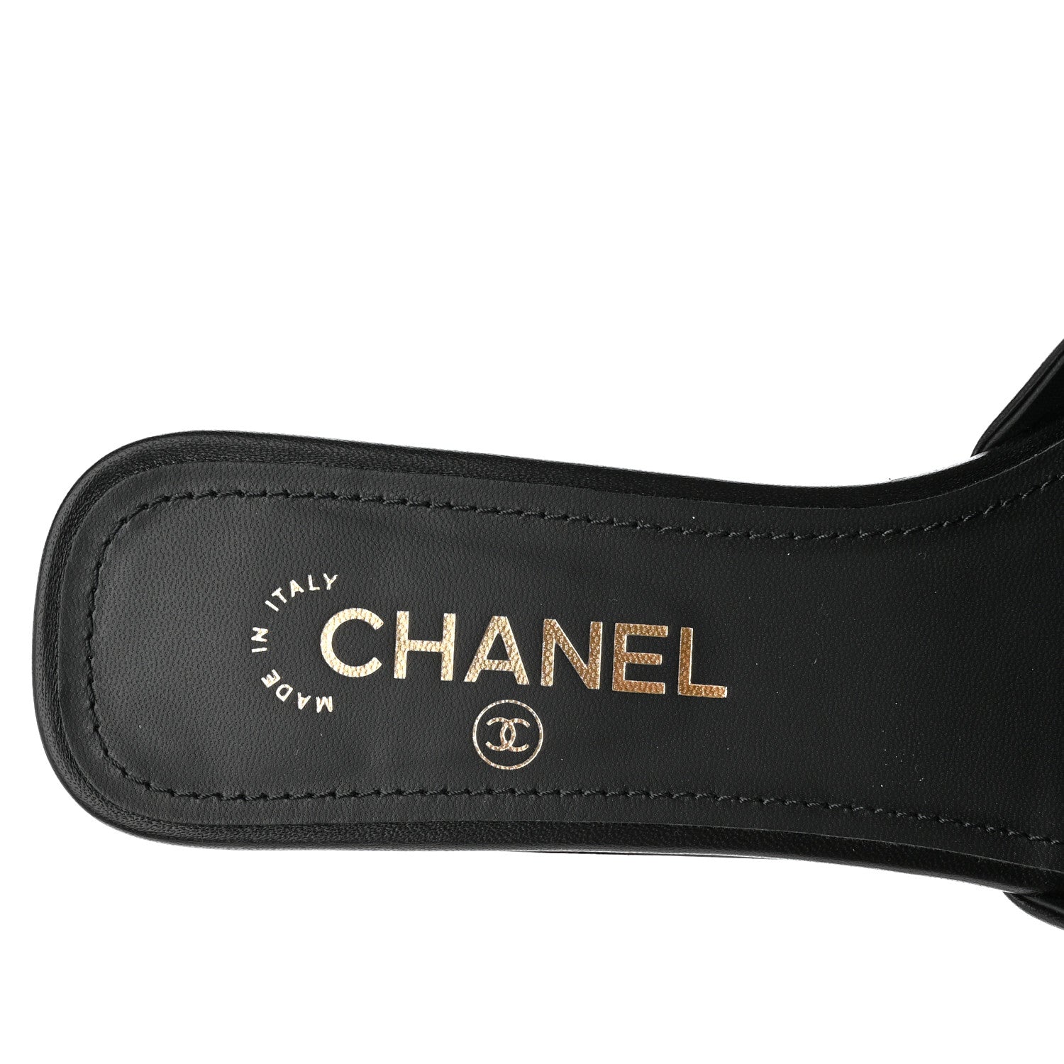 Chanel Lambskin Pearl CC Sandals 39 Black 7 of 11