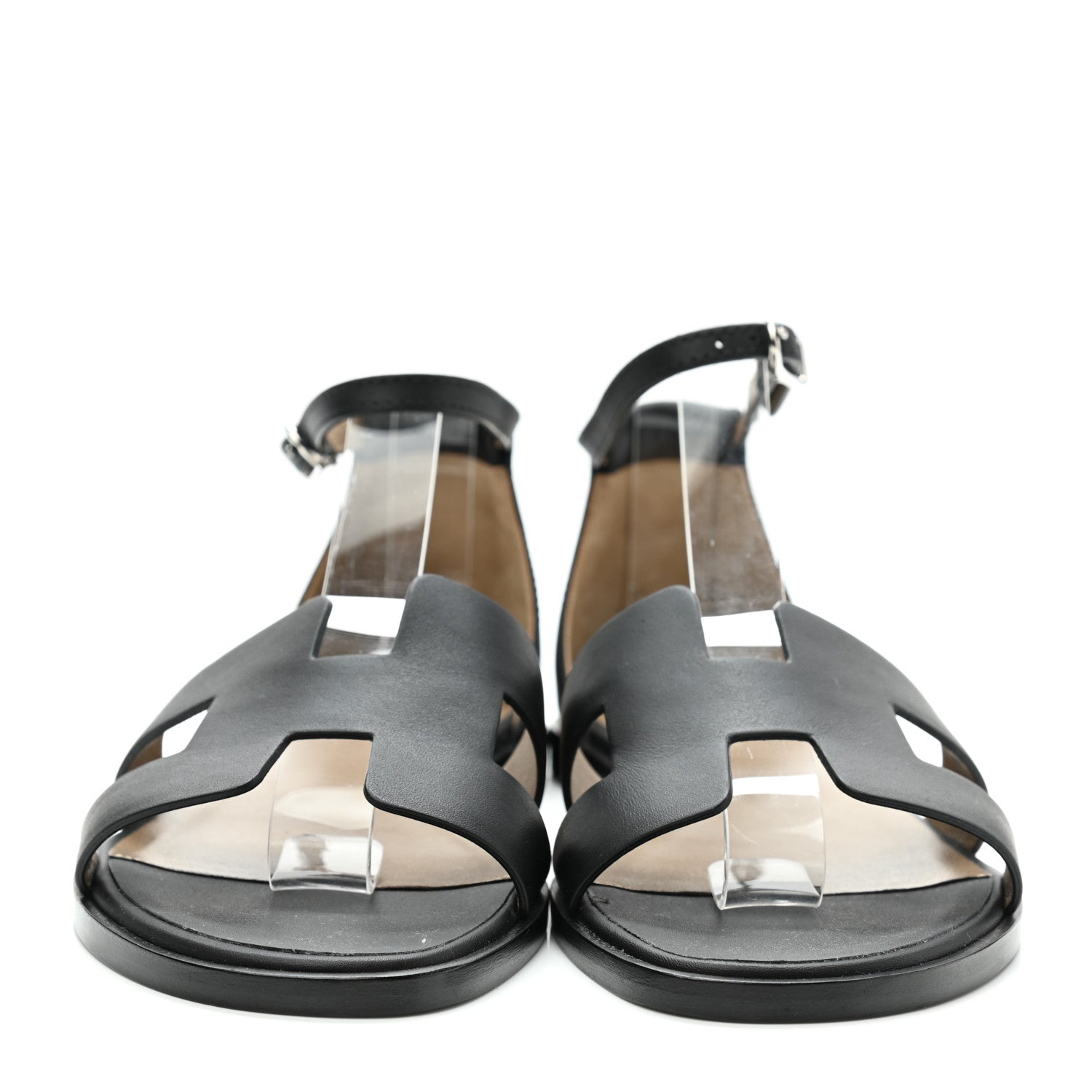 Hermes Calfskin Santorini Sandals 35 Black 2 of 9