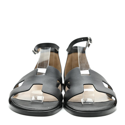 Hermes Calfskin Santorini Sandals 35 Black 2 of 9