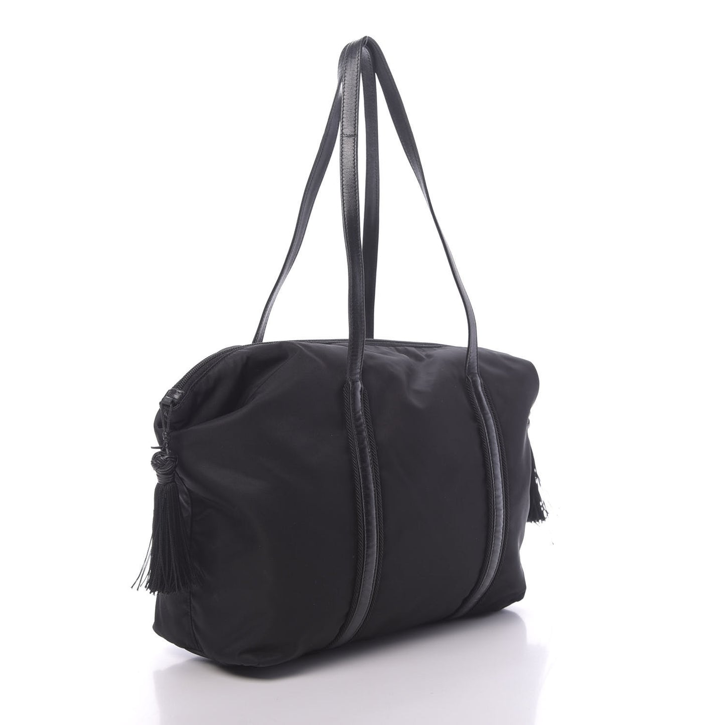 Tessuto Nylon Tassel Duffel Bag Black