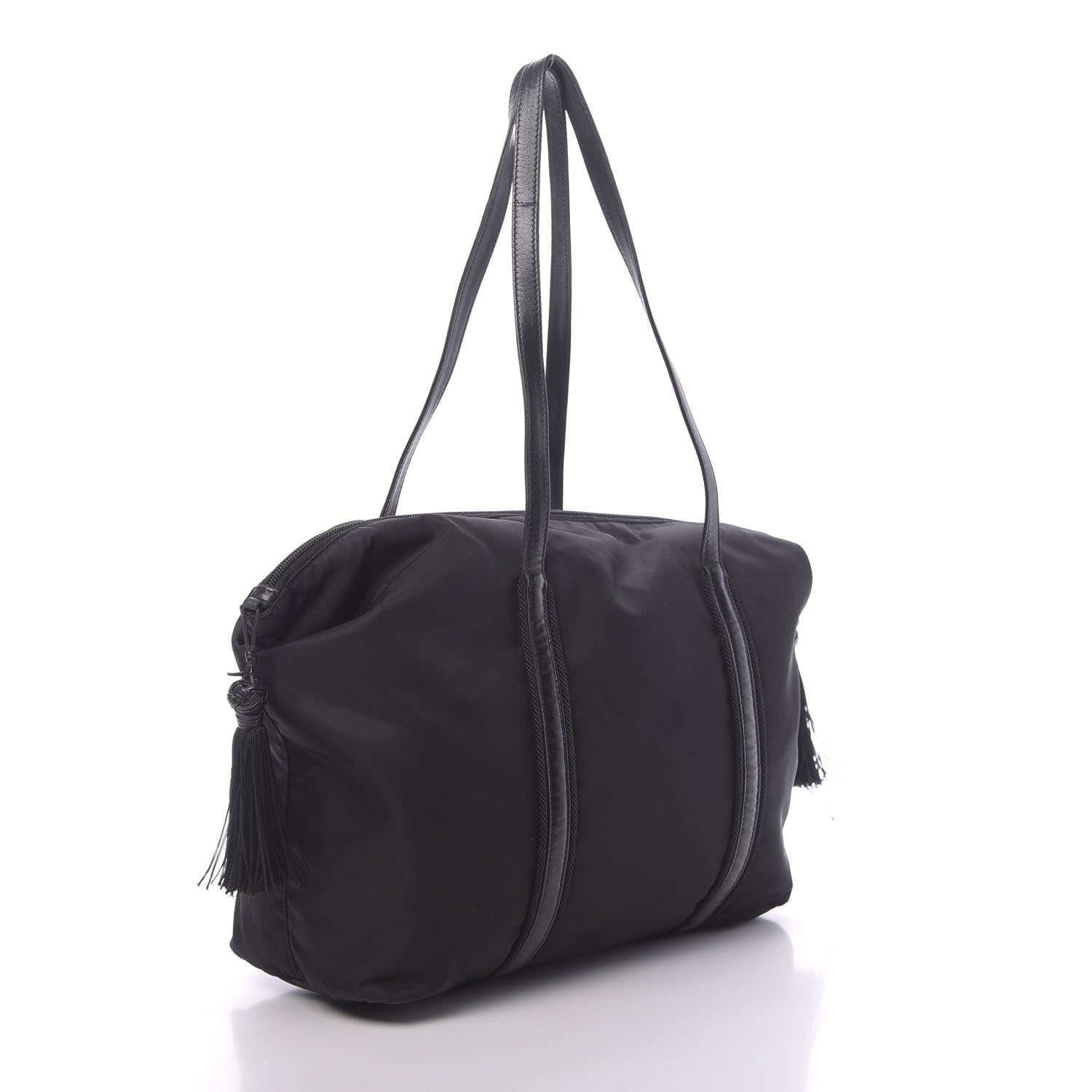 Prada Tessuto Nylon Tassel Duffel Bag Black 3 of 14