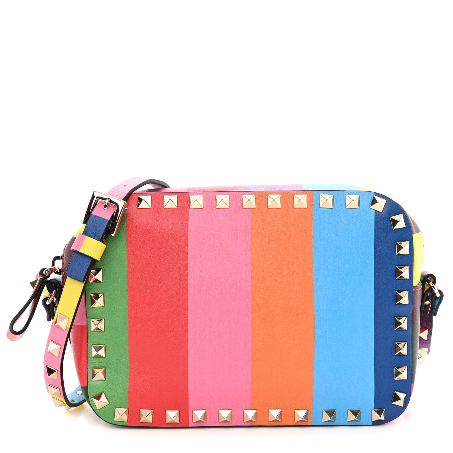 Vitello 1973 Rockstud Camera Crossbody Bag Multicolor