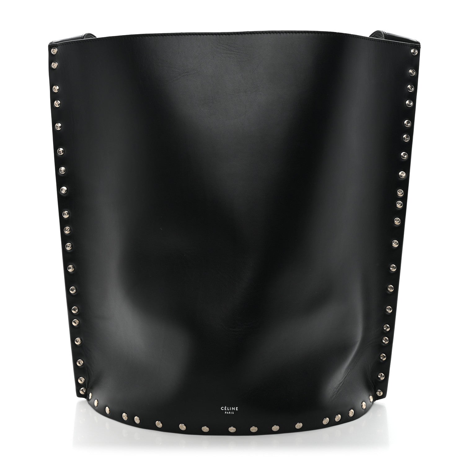 Celine Satinated Natural Calfskin Large Studs Bucket Shoulder Bag Black 1 of 9