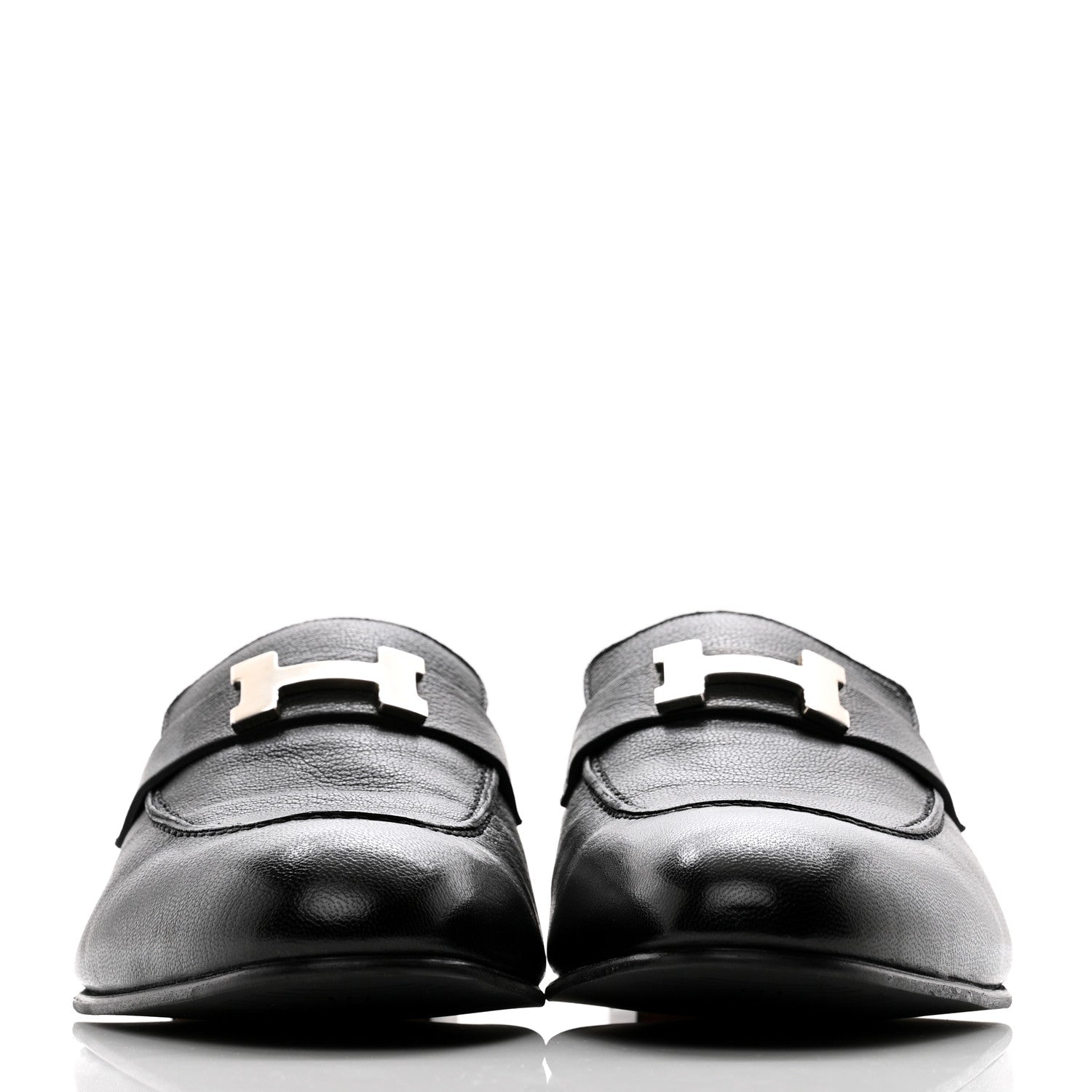 Hermes Goatskin Mens Paris Loafers 44 Black 2 of 10