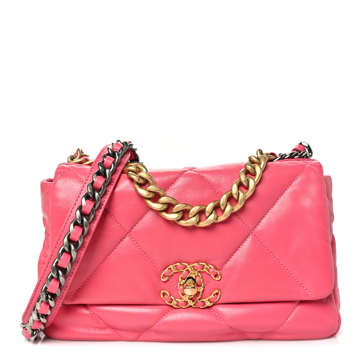 Chanel Goatskin Quilted Medium Chanel 19 Flap Pink 1 of 10