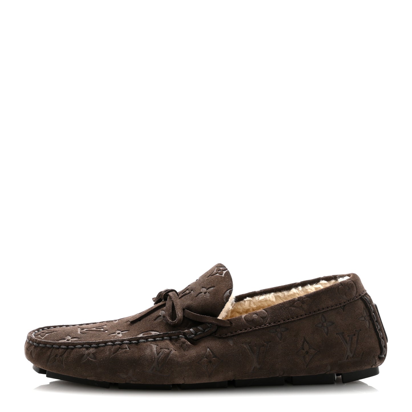 Suede Shearling Monogram Mens LV Driver Moccasin Loafers 8.5