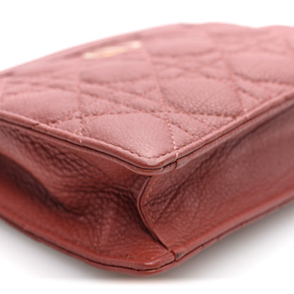 Christian Dior Calfskin Cannage Caro Zipped Pouch With Chain Rust 7 of 8