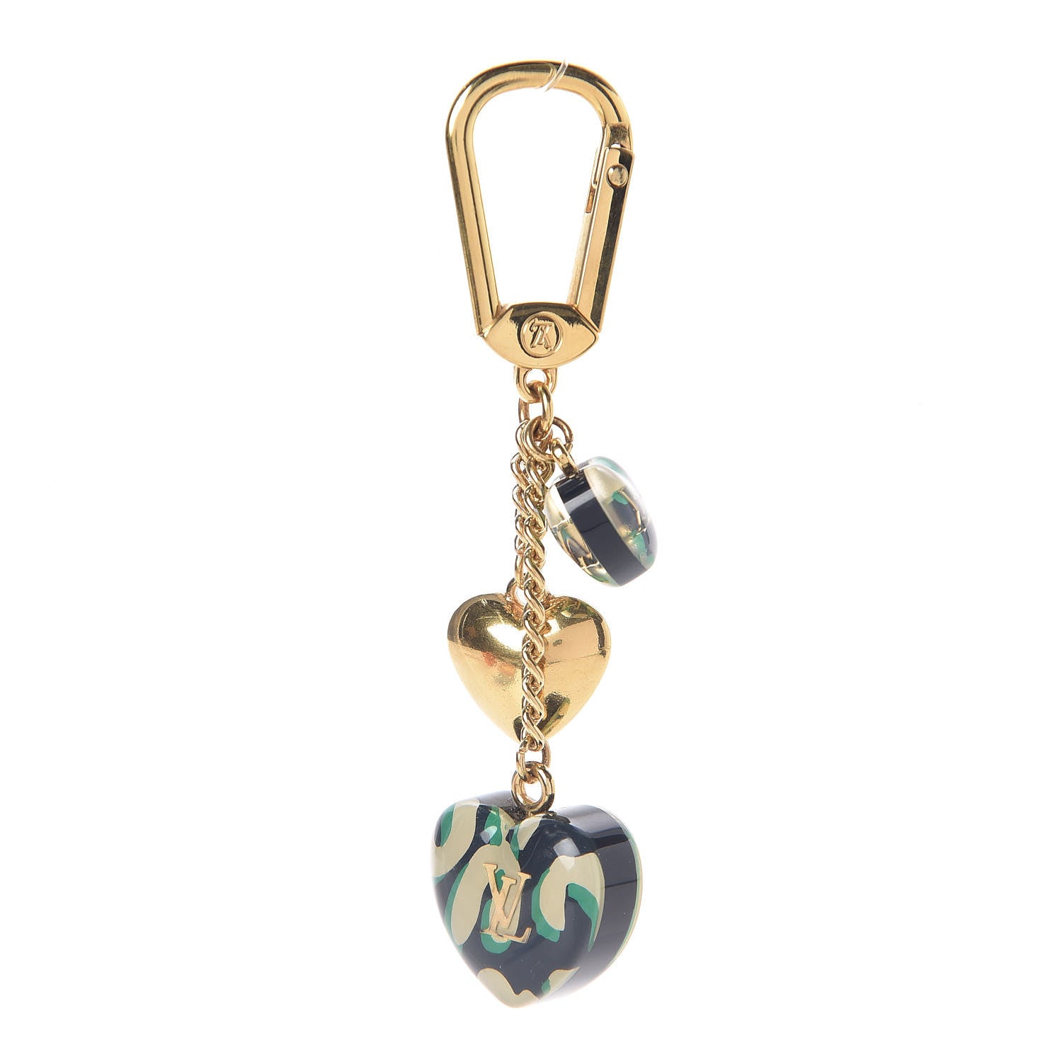 Louis Vuitton Leopard Heart Bag Charm Key Holder Blue Infini 1 of 3