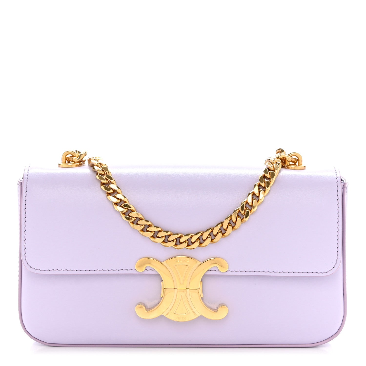 Celine Shiny Calfskin Triomphe Chain Shoulder Bag Light Lavender 1 of 11
