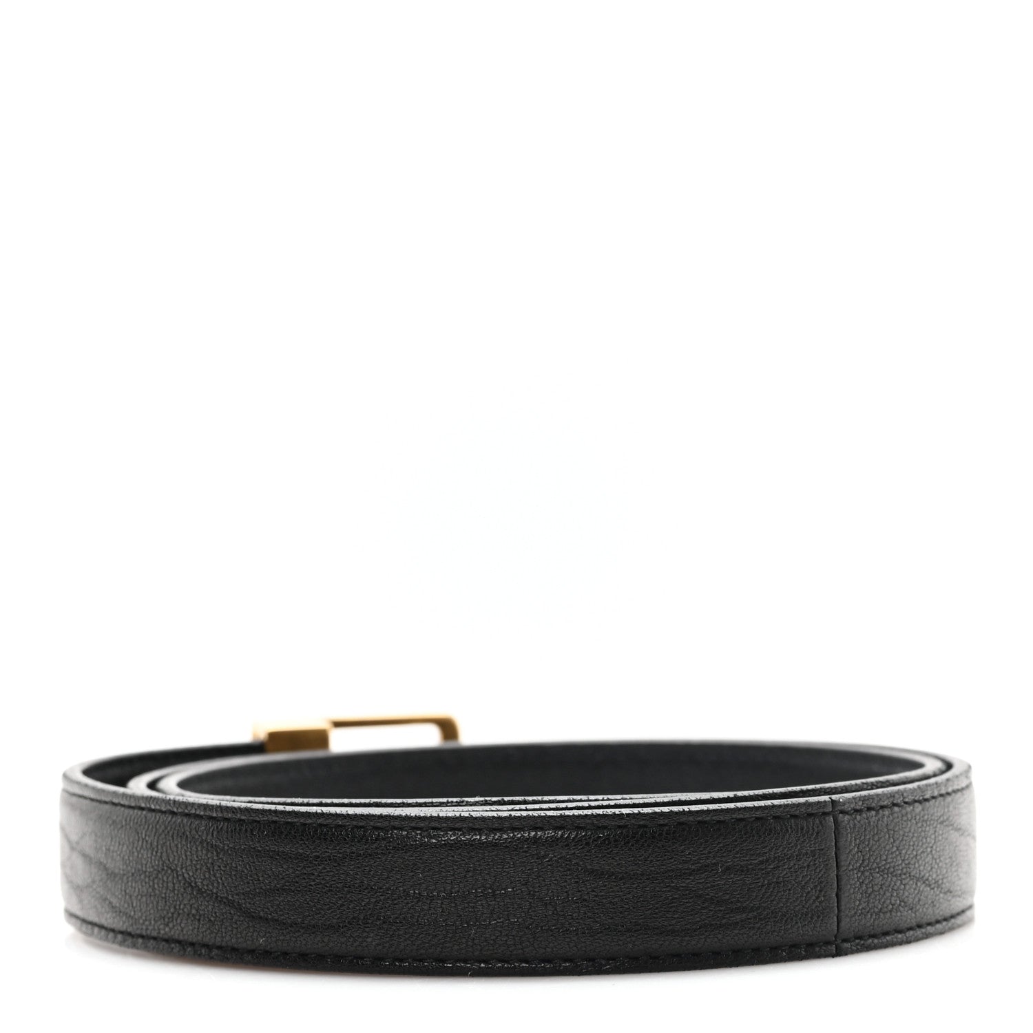 Saint Laurent Grained Lambskin La 66 Thin Belt 75 30 Black 2 of 5
