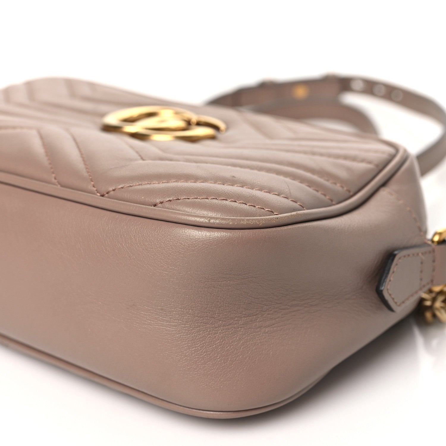Gucci Calfskin Matelasse Small GG Marmont Chain Shoulder Bag Porcelain Rose 10 of 12