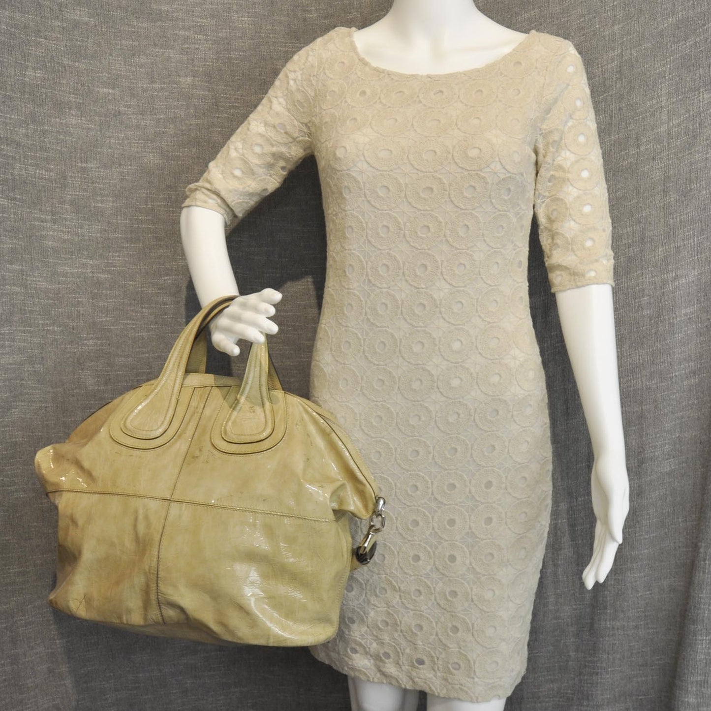 Crinkled Patent Calfskin Nightingale Beige