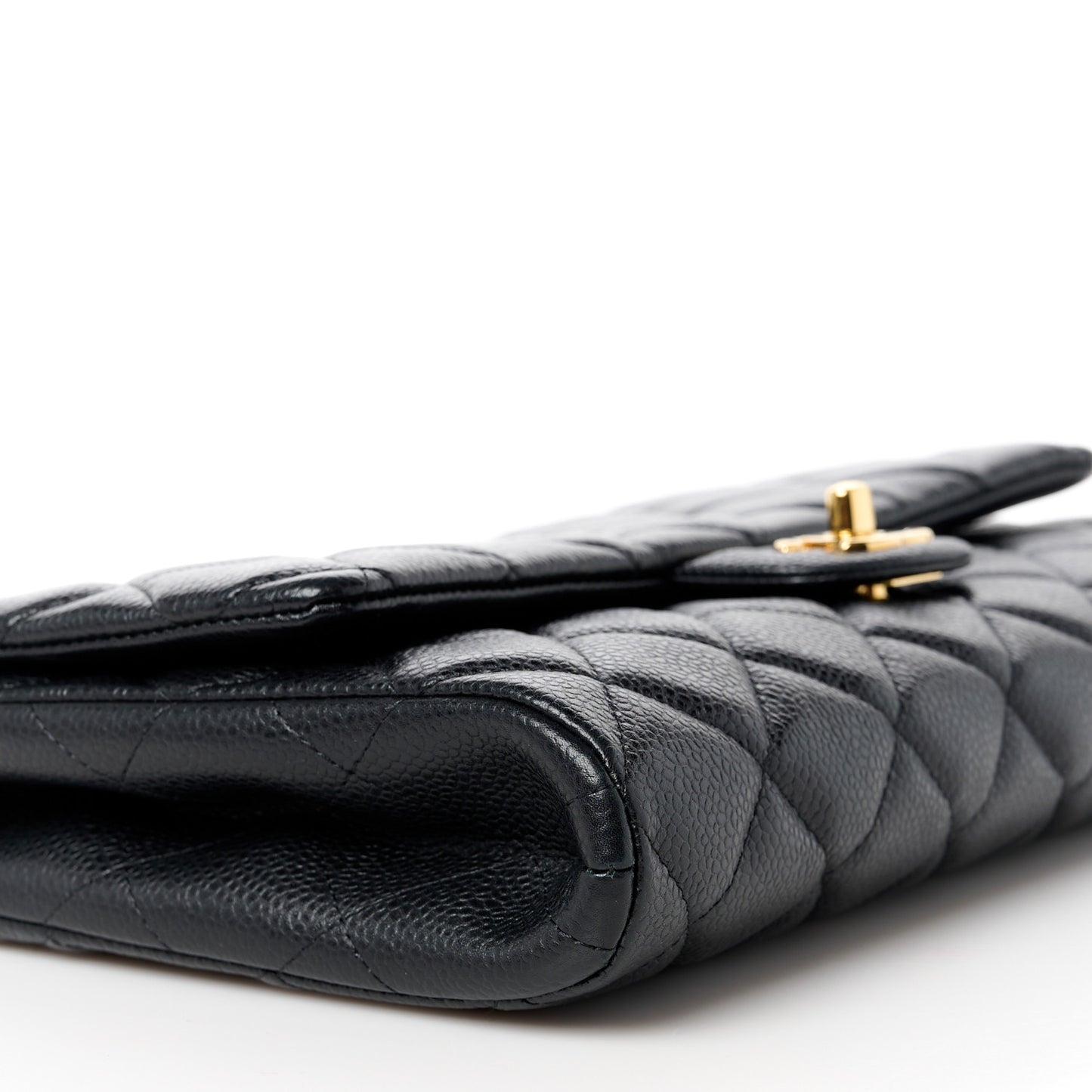 Caviar Quilted Clutch With Chain Flap Black