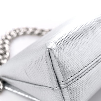 Tom Ford Metallic Lizard Embossed Mini Label Shoulder Bag Silver 9 of 11