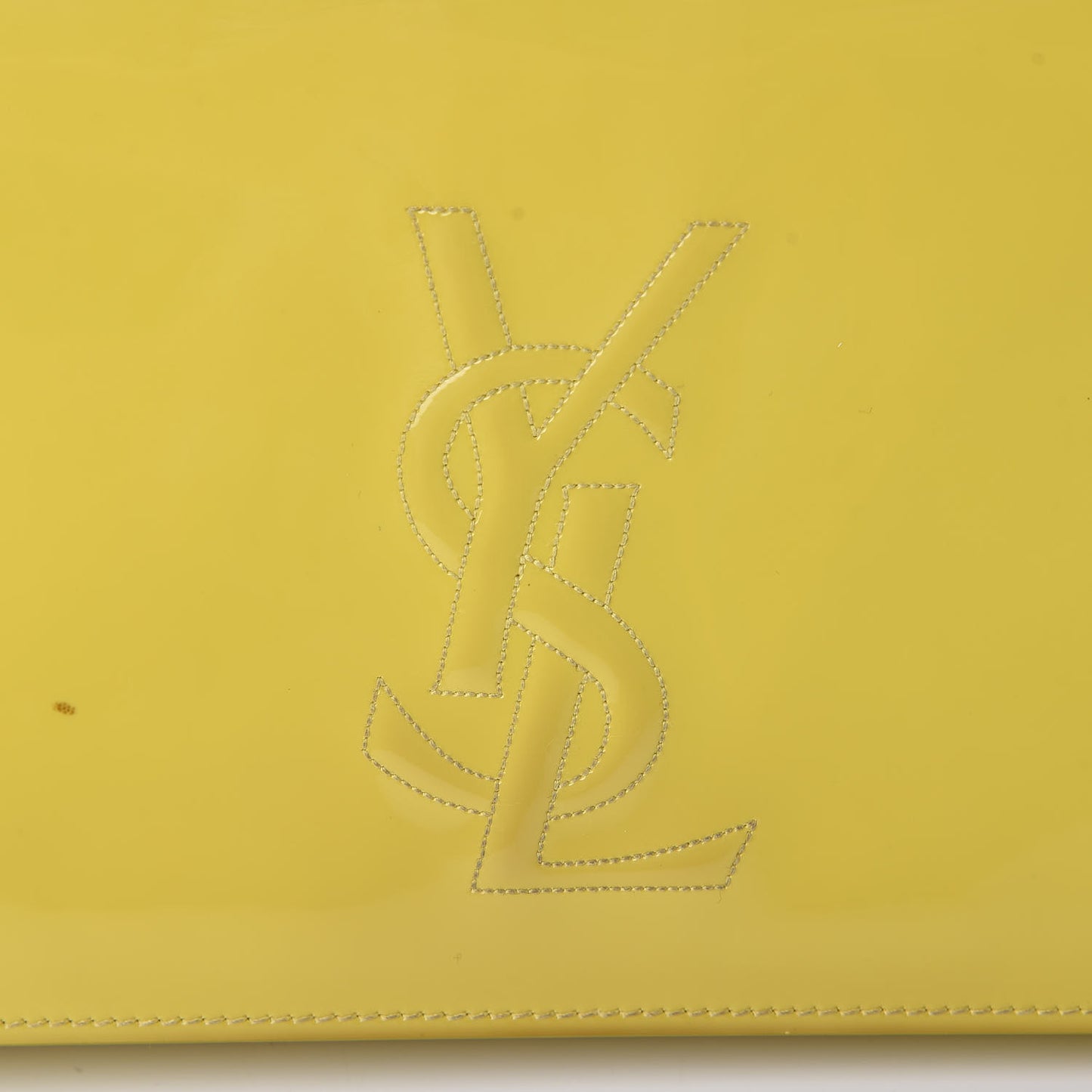 Patent Calfskin Large Belle De Jour Clutch Yellow