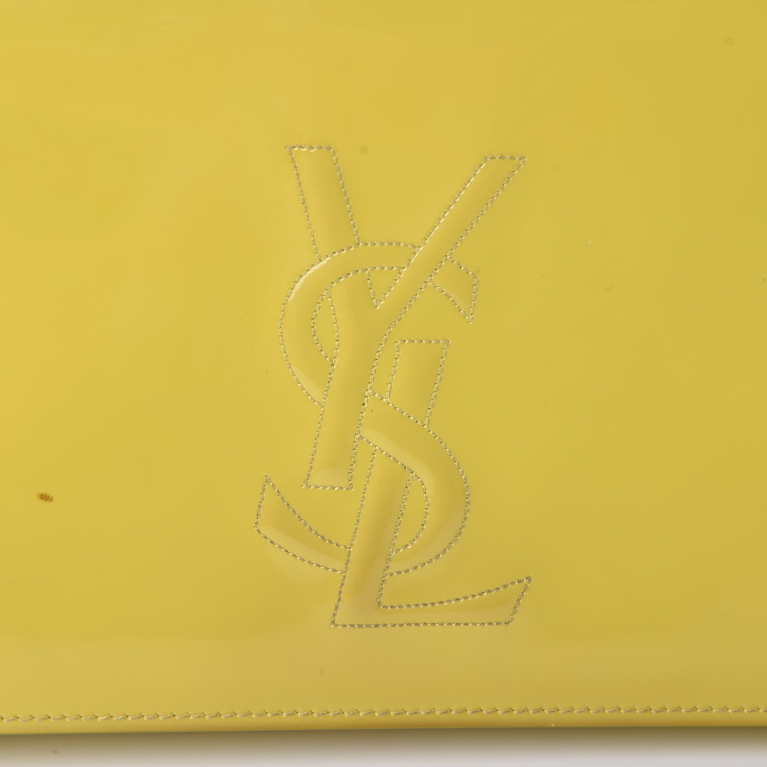 Saint Laurent Patent Calfskin Large Belle De Jour Clutch Yellow 10 of 11