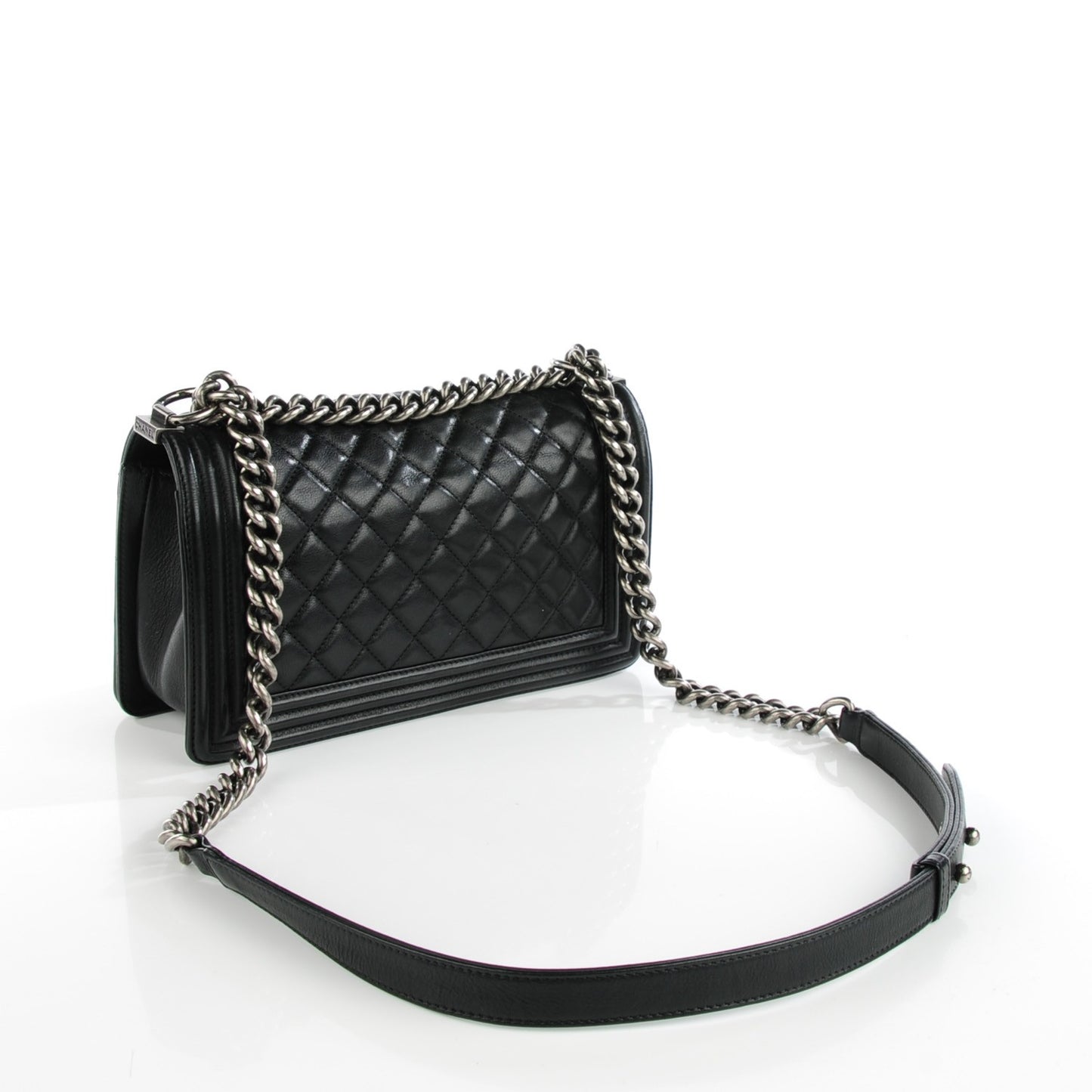 Calfskin Quilted Medium Boy Flap Black