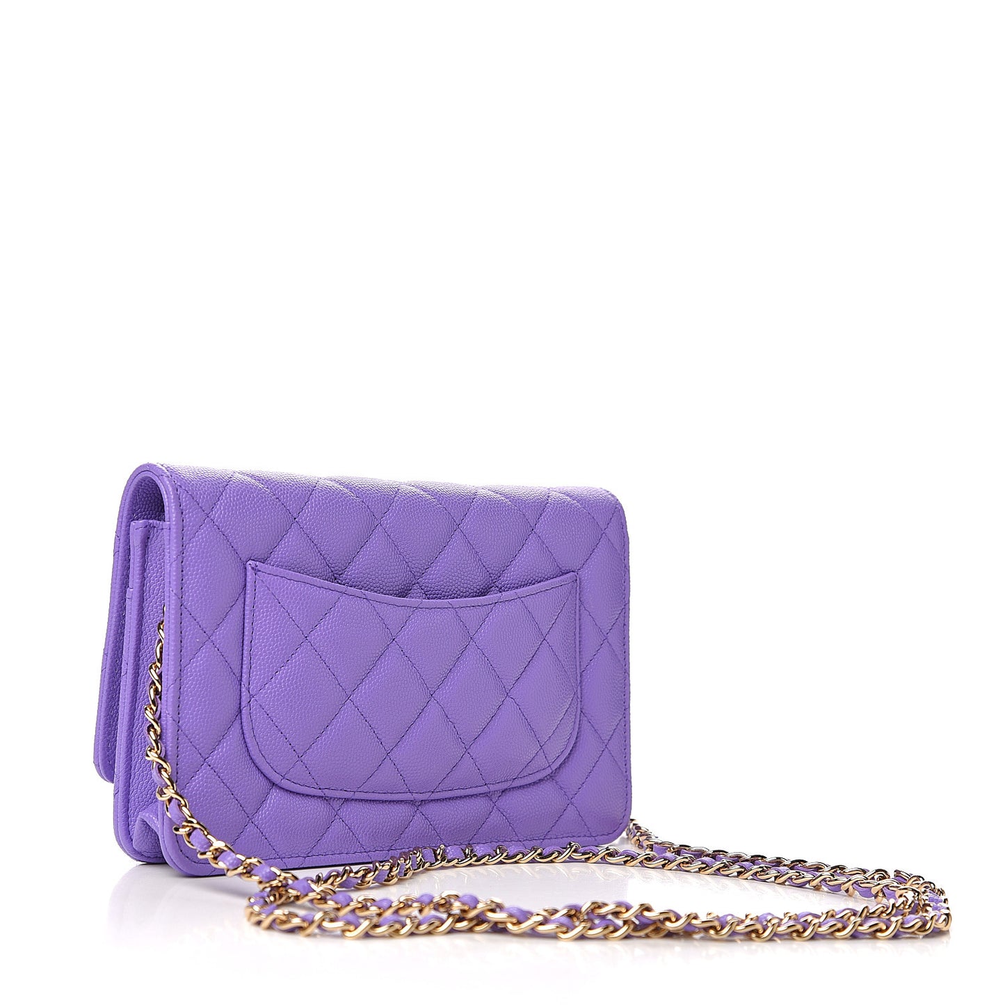 Caviar Quilted Wallet On Chain WOC Purple