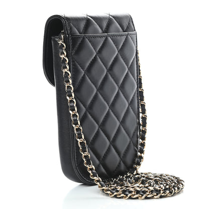 Chanel Lambskin Quilted CC Phone Holder Black 3 of 12