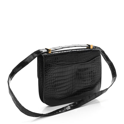 Hermes Shiny Porosus Crocodile Constance 23 Black 3 of 13
