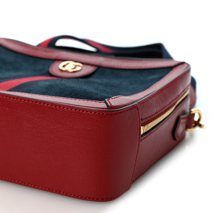 Gucci Suede Calfskin Web Small Ophidia Top Handle Shoulder Bag New Blue Romantic Cherry 9 of 9