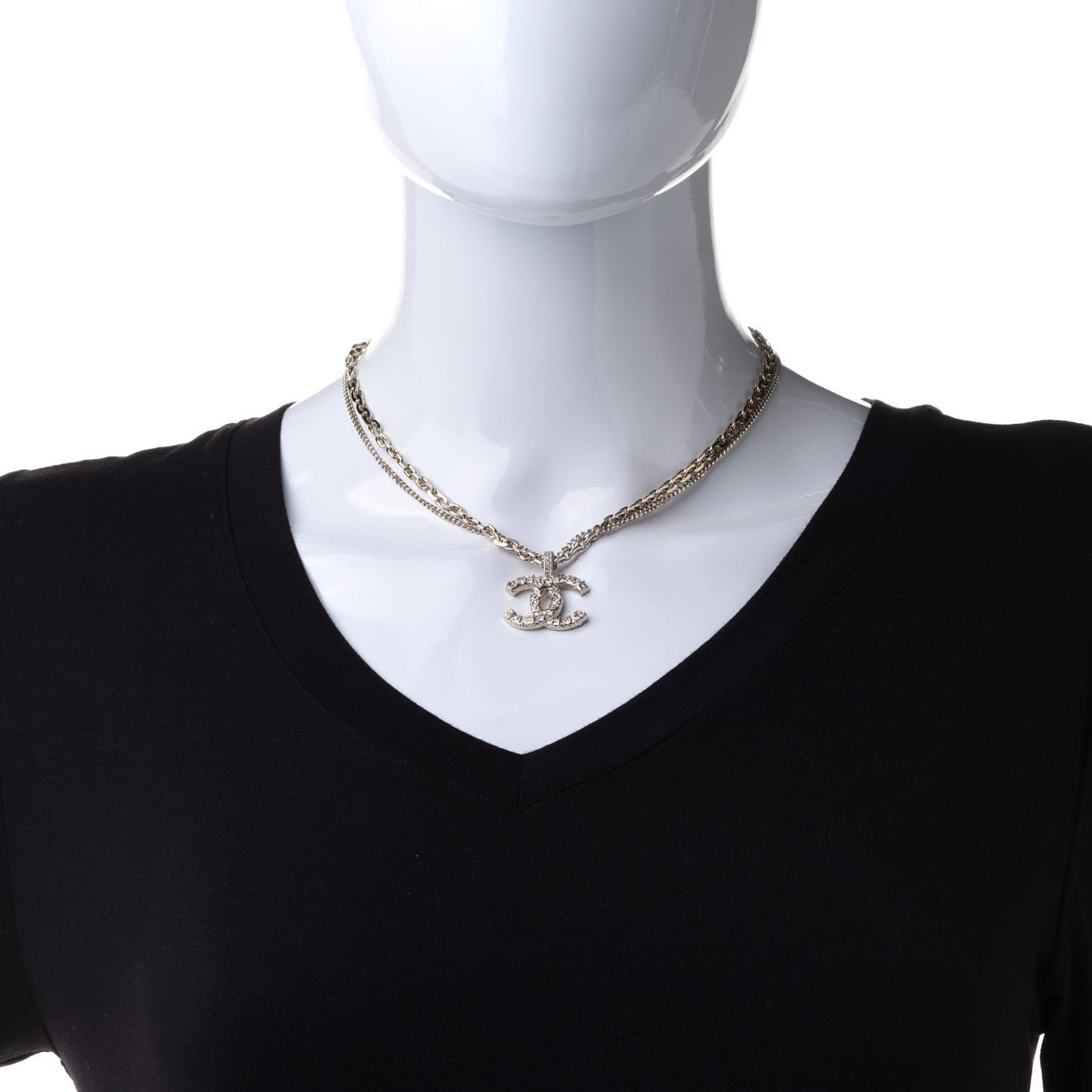 Crystal CC Multi Strand Chain Necklace Gold