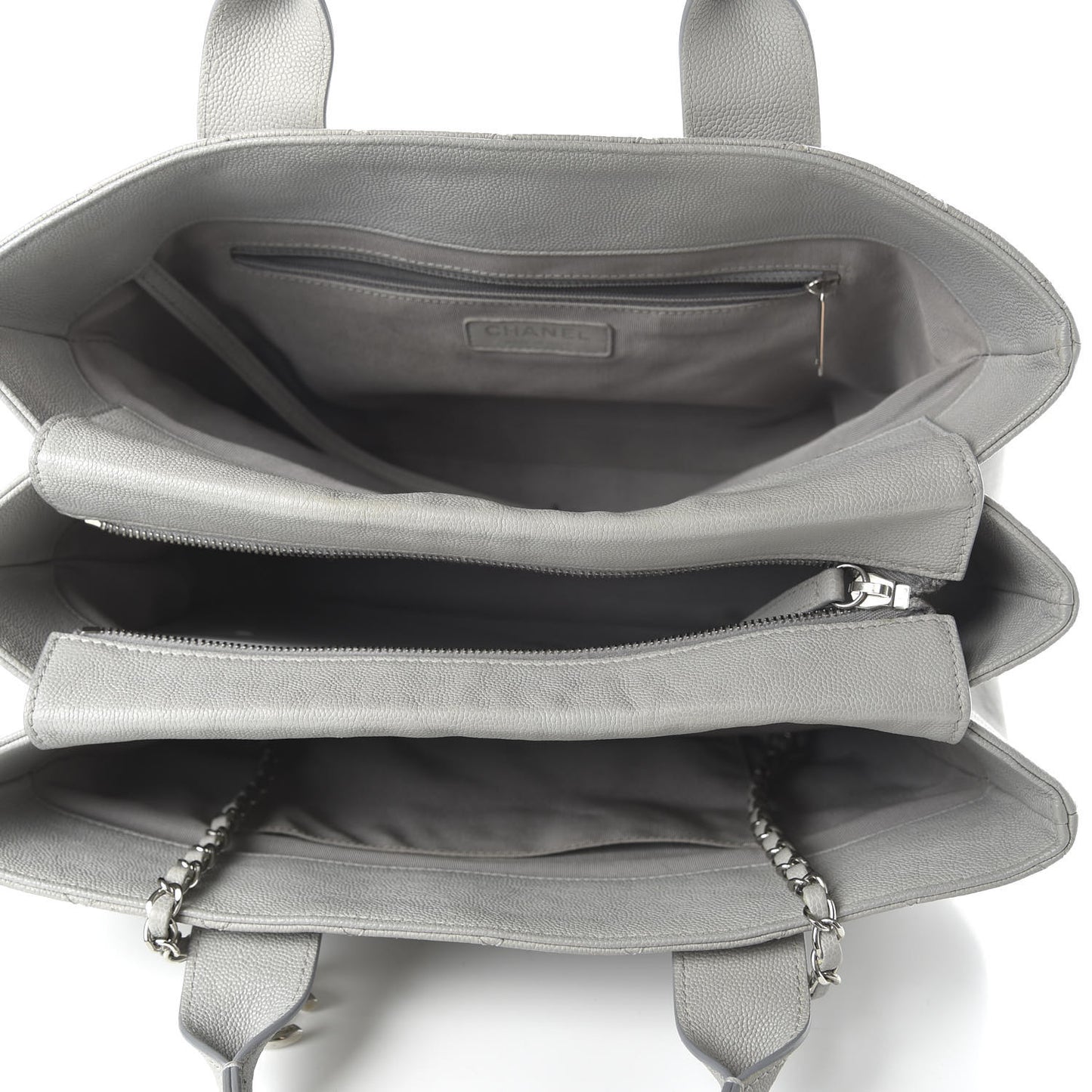 Caviar Quilted Large Urban Companion Top Handle Shopping Tote Grey