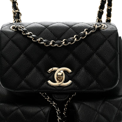Chanel Shiny Caviar Quilted Medium Duma Pockets Drawstring Backpack Black 9 of 12
