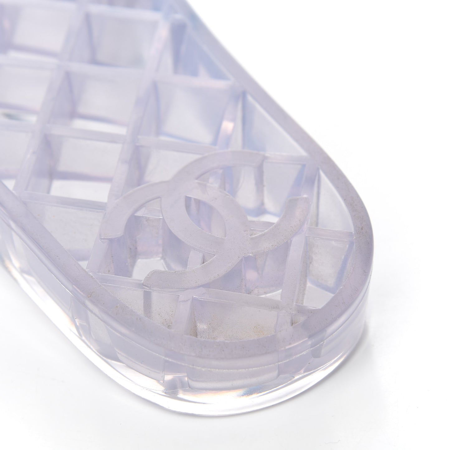 PVC Transparent Fabric CC Flat Slide Sandals 36 Navy