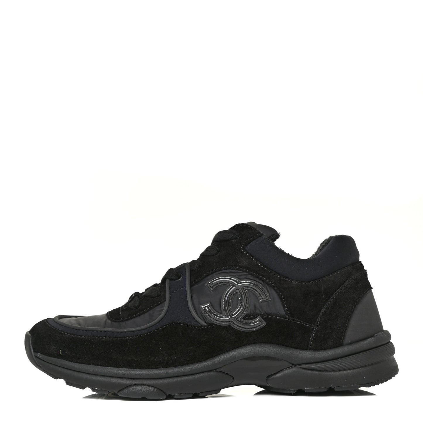 Nylon Calfskin Suede Calfskin CC Sneakers 39.5 Black