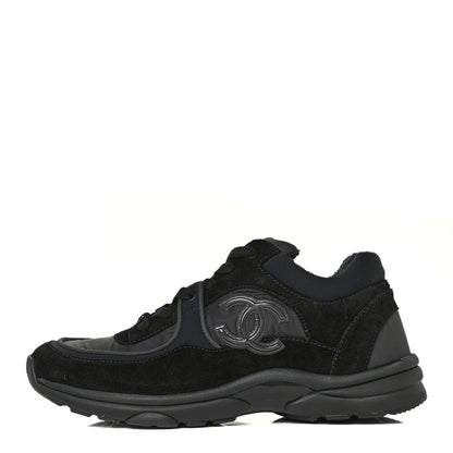 Chanel Nylon Calfskin Suede Calfskin CC Sneakers 39.5 Black 1 of 14