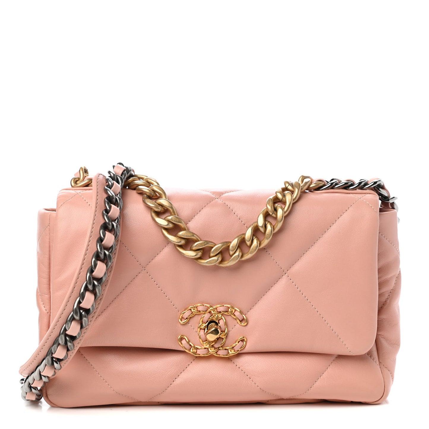 Goatskin Quilted Medium Chanel 19 Flap Light Pink