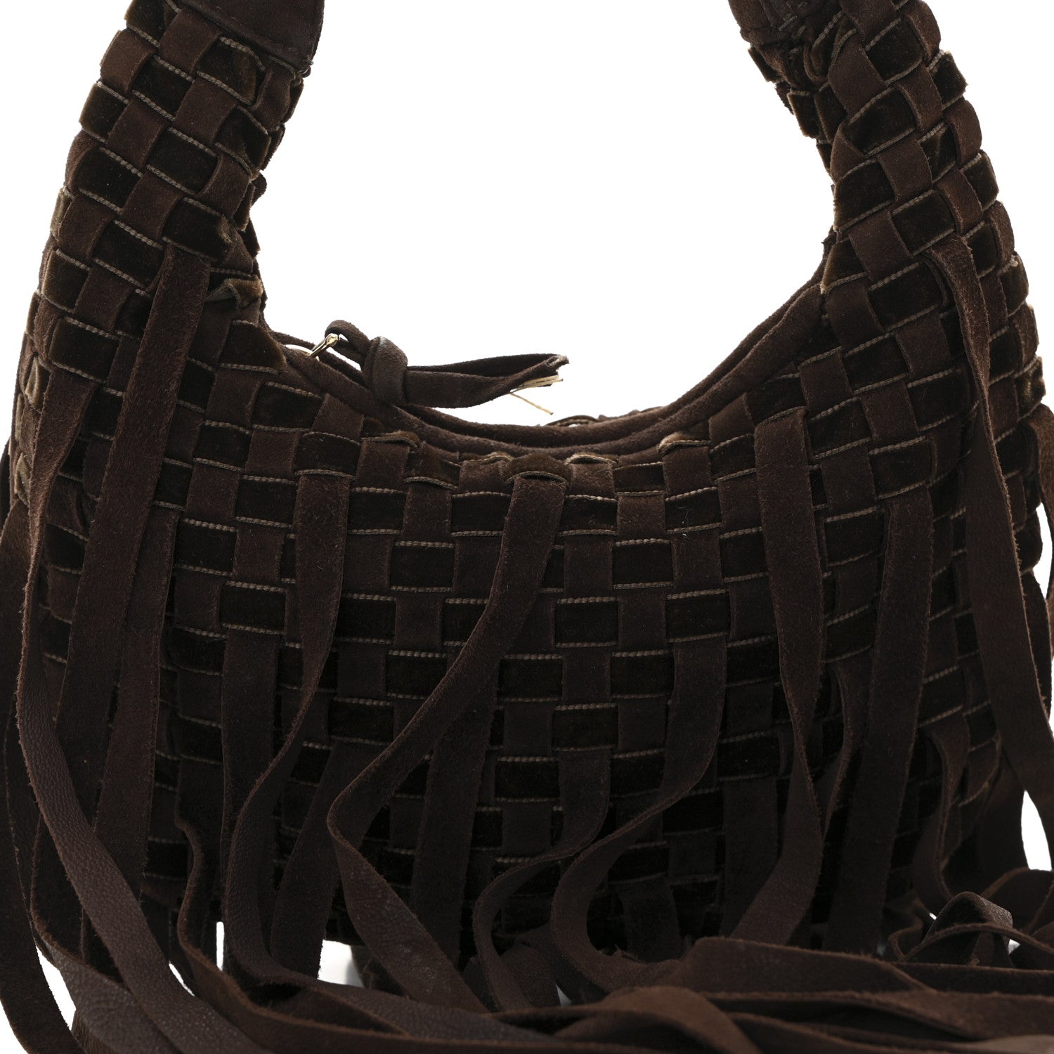 Bottega Veneta Suede Intrecciato Fringe Mini Hobo Ebano 8 of 11