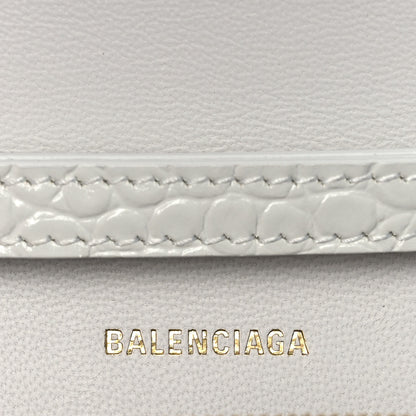 Balenciaga Shiny Calfskin Crocodile Embossed Hourglass Chain Bag White 5 of 8