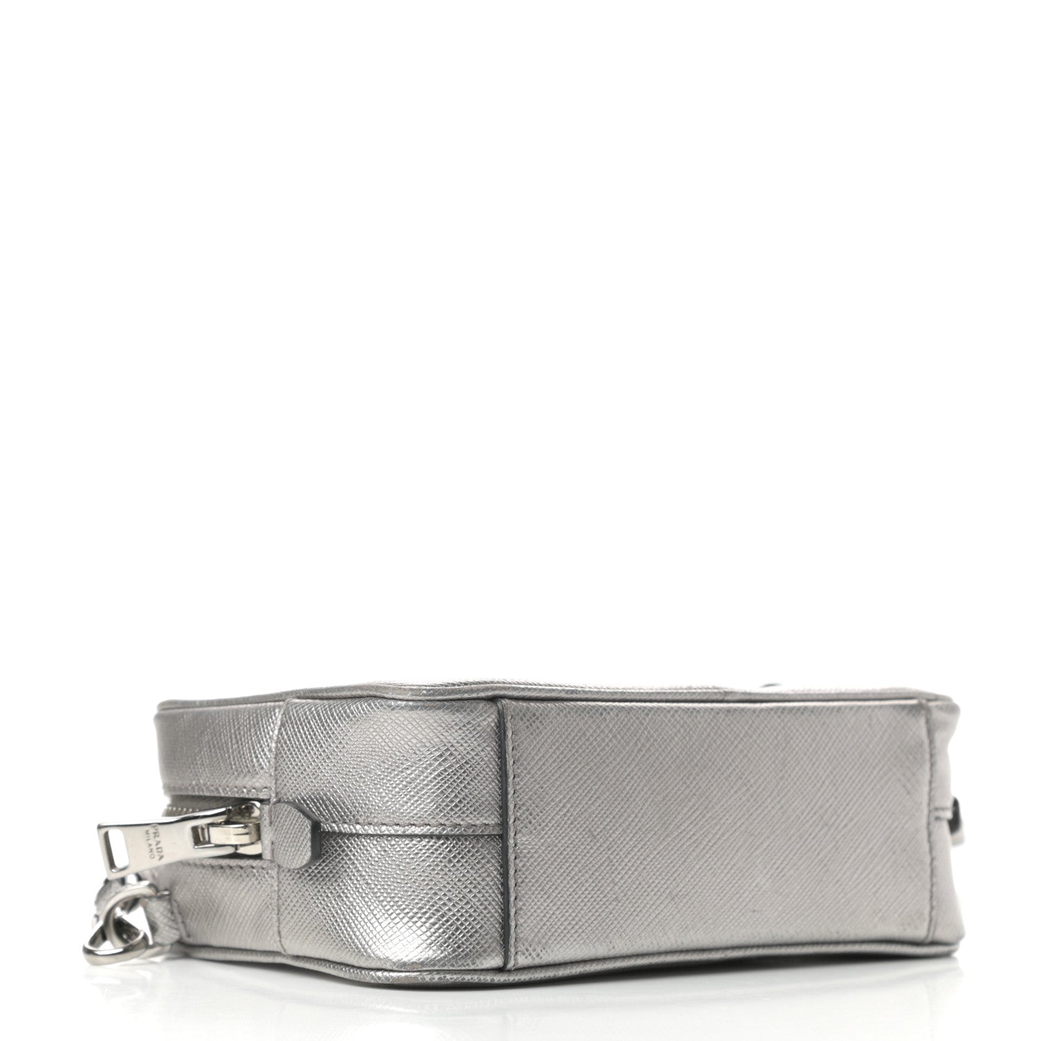 Prada Metallic Saffiano Lux Mini Camera Crossbody Bag Cromo 4 of 9
