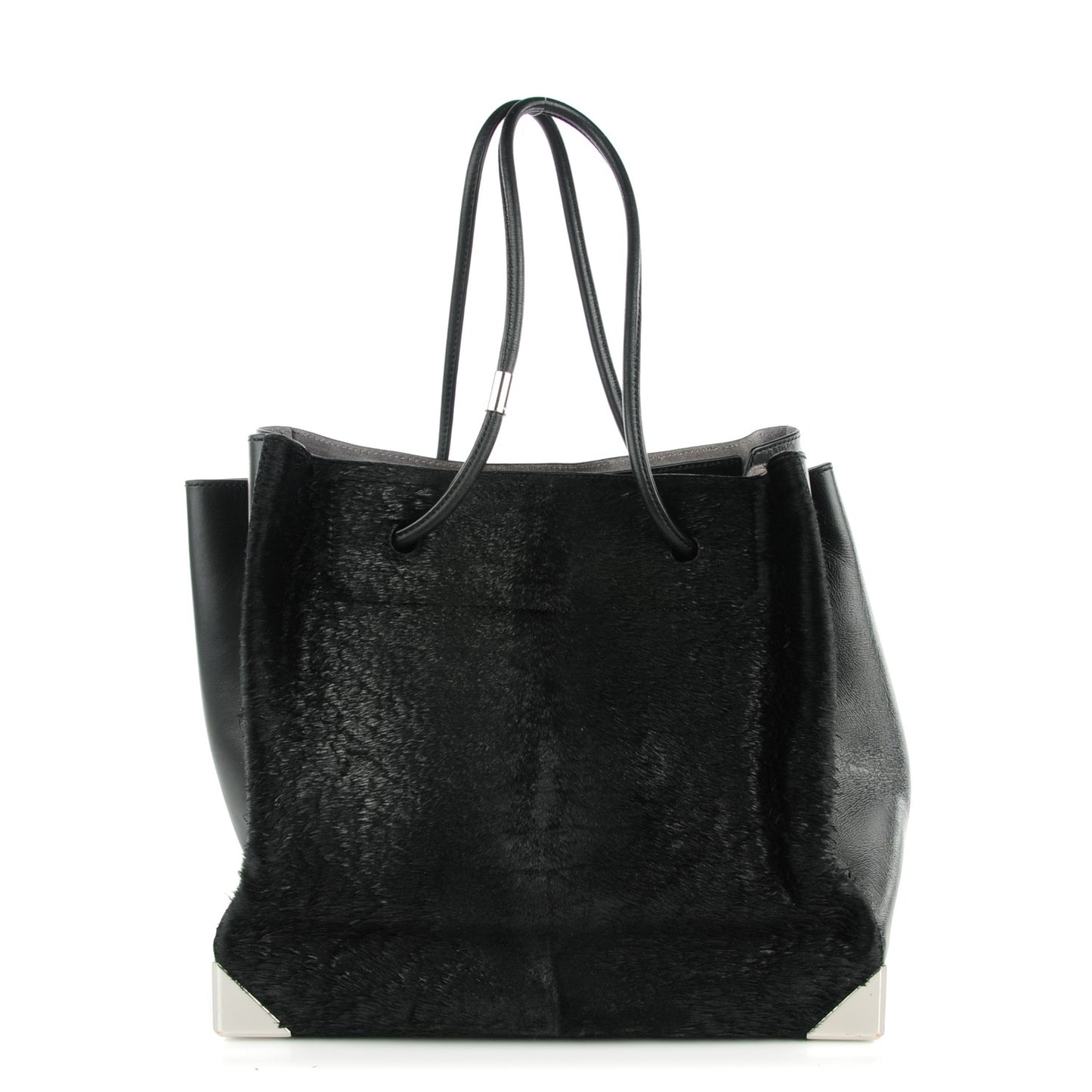 Calf Hair Prisma Skeletal Tote Black
