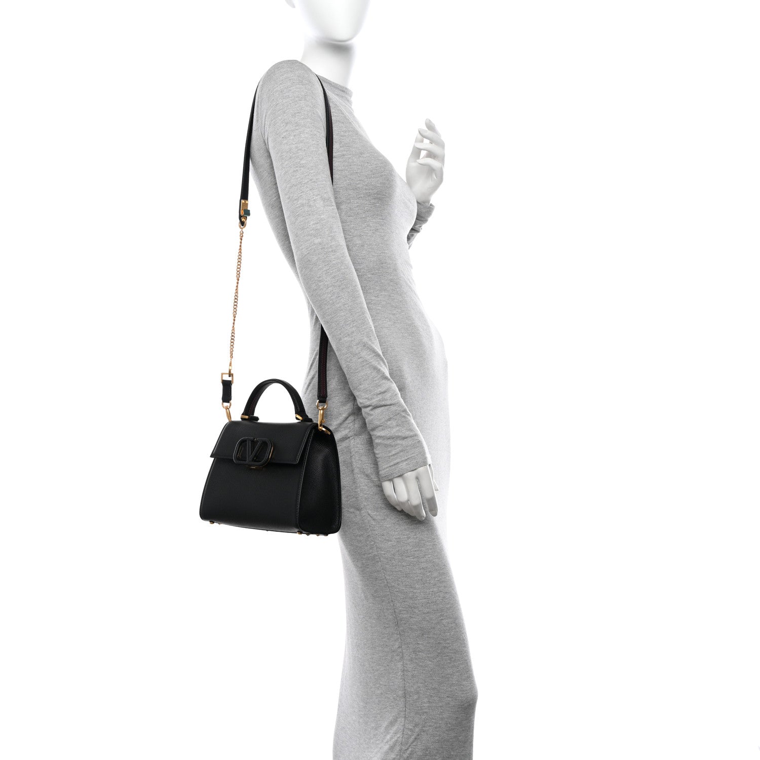 Valentino Garavani Grainy Calfskin Small VSling Top Handle Bag Black 2 of 11