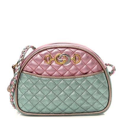 Gucci Laminated Nappa Trapuntata Mini Zumi Dome Shoulder Bag Rosa Lago Rame 1 of 11