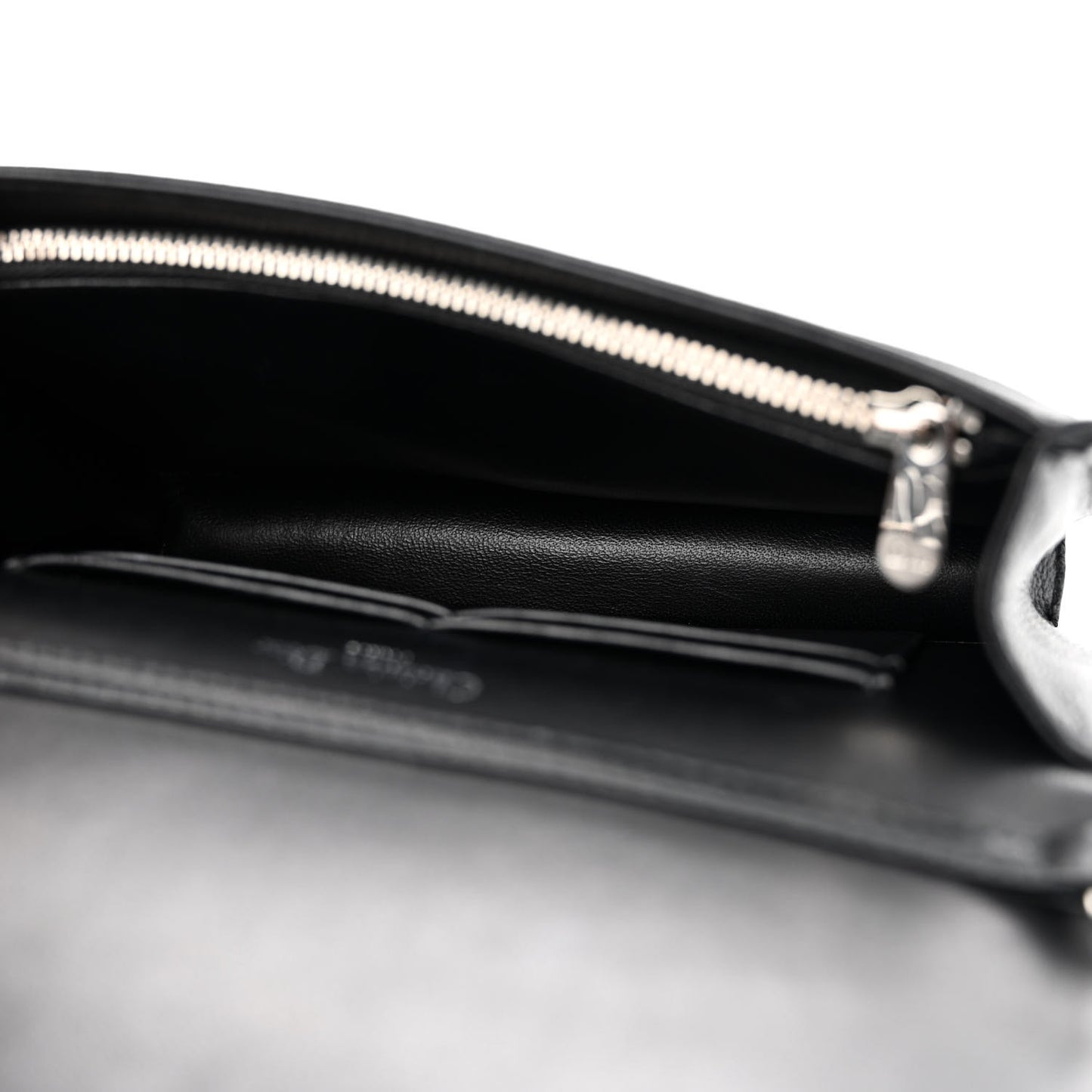 Grained Calfskin Diorama Wallet on Chain Pouch Black