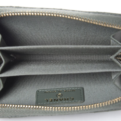 Chanel Iridescent Caviar Quilted Zip Coin Purse Green 5 of 7