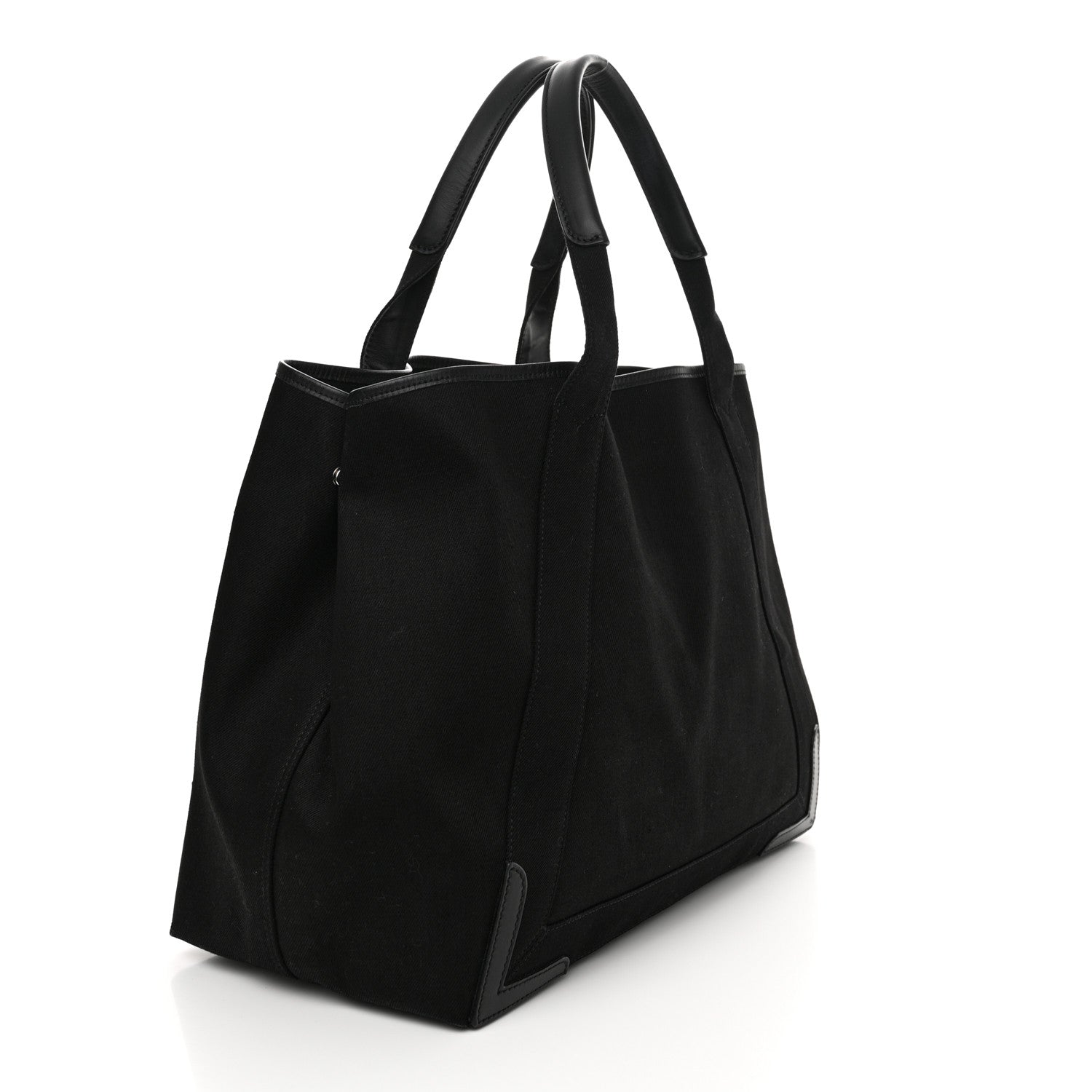 Balenciaga Cotton Canvas Calfskin M Navy Cabas Black White 3 of 16