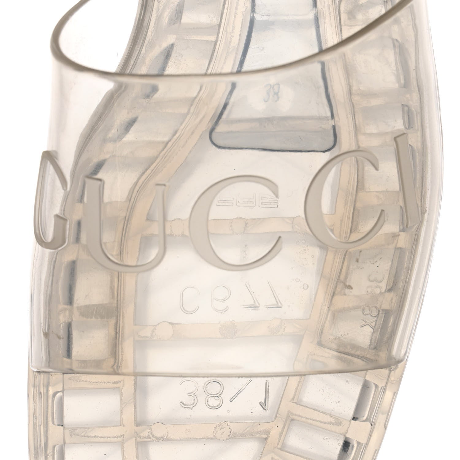 Gucci Rubber Gucci Logo Womens Platform 20/60mm Slide Sandals 38 Transparent 6 of 11