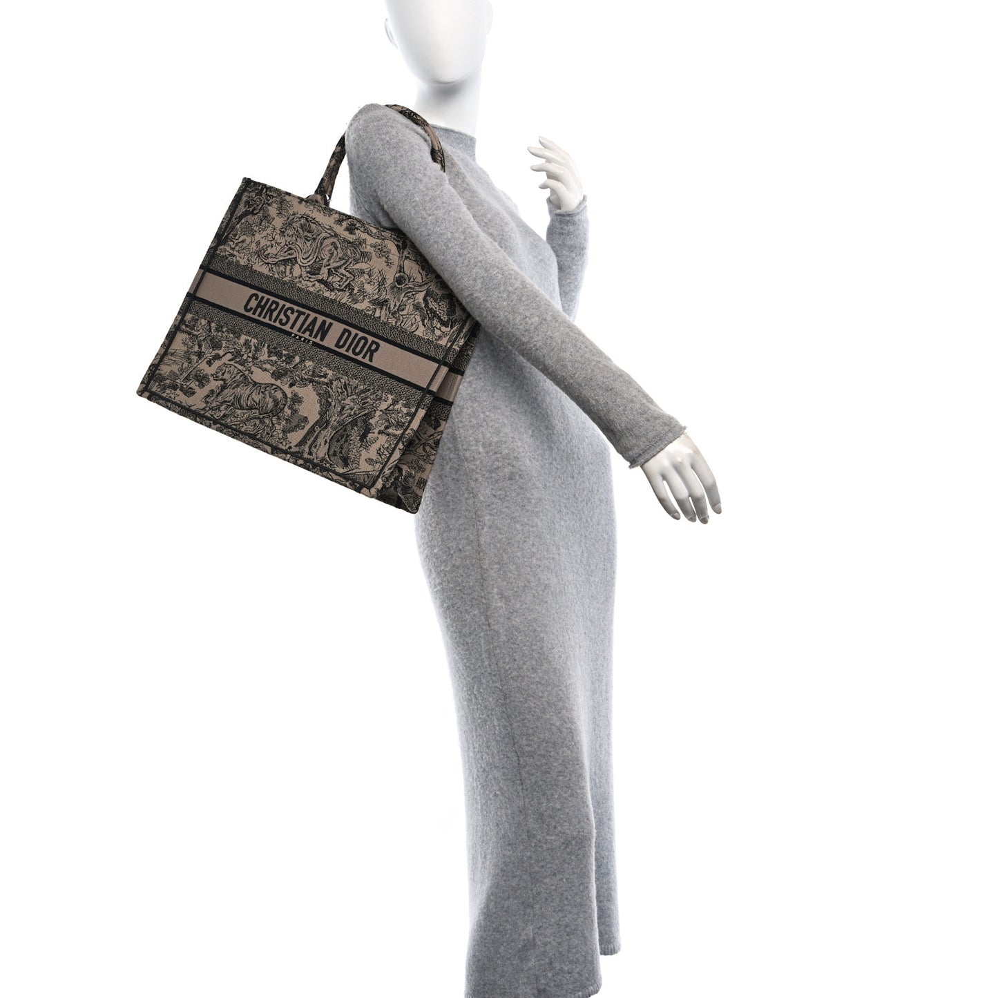 Canvas Embroidered Large Dioriviera Toile De Jouy Book Tote Brown