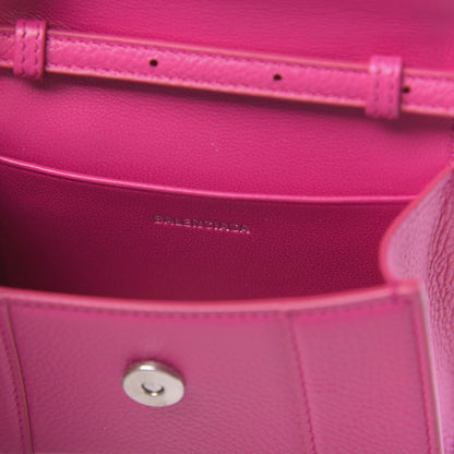 Balenciaga Grained Calfskin Tonal B Hourglass Top Handle Bag Mini Fuchsia 10 of 11