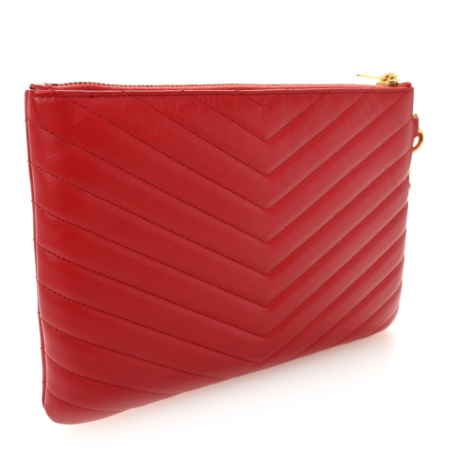 Calfskin Matelasse Chevron Monogram A5 Wristlet Bandana Red