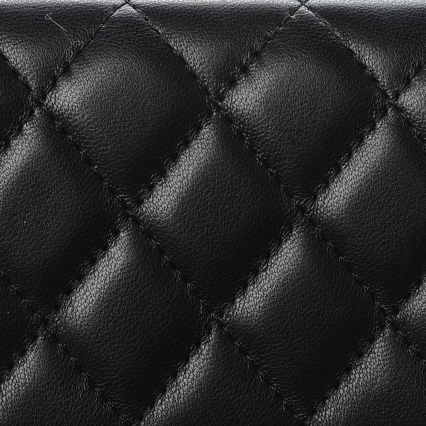 Lambskin Quilted Flap Card Holder Black